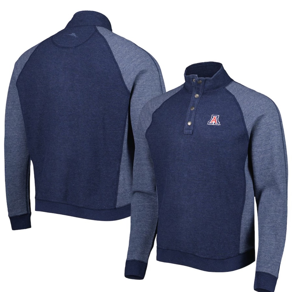 Arizona Wildcats Men’s Medium Tommy Bahama Navy Snap Mock Neck Raglan Jacket